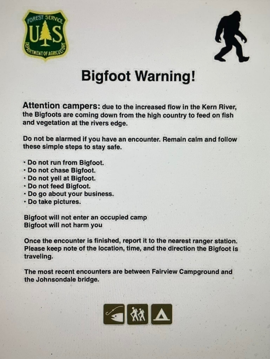 Bigfoot Warning Signs California, New Mexico and Wyoming